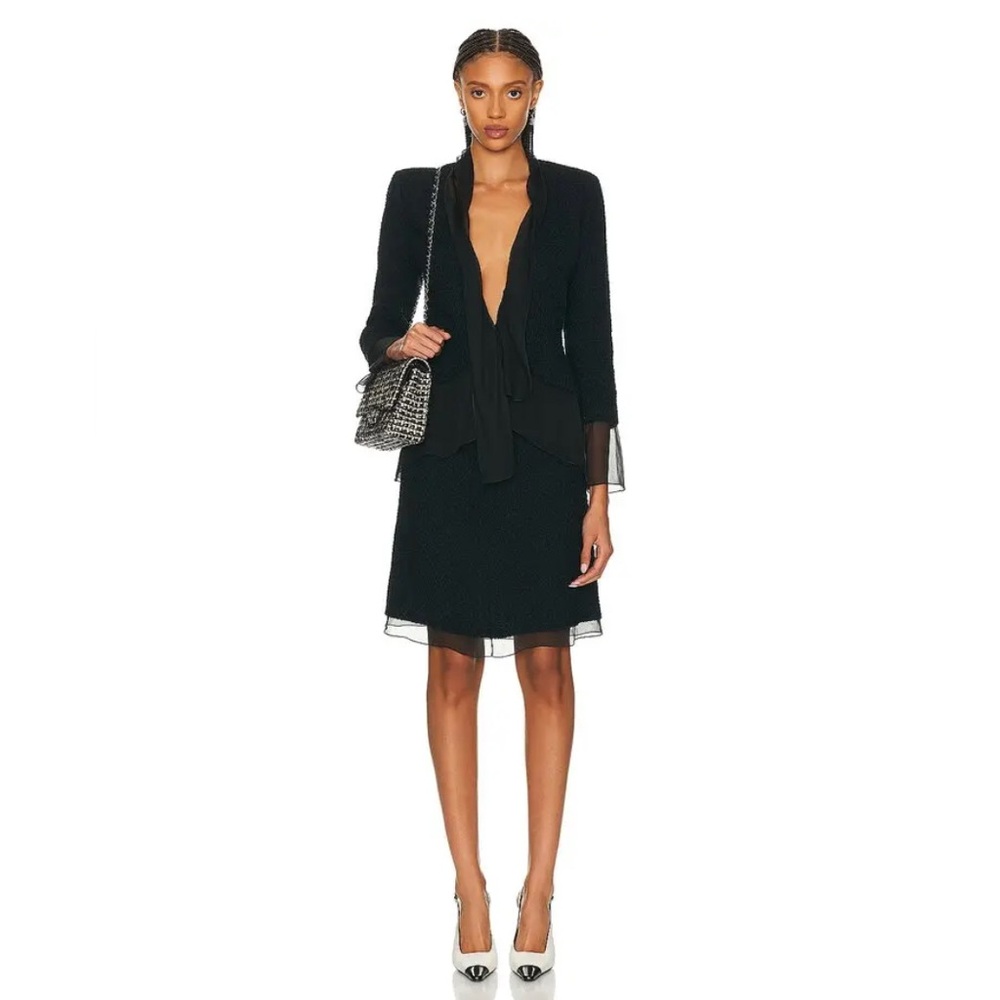 *NWT* Chanel Black Nylon/Wool/Silk Tweed Jacket & Skirt Suit or Midi dress - Picture 2 of 15